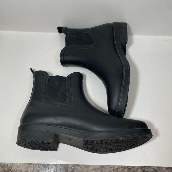 J. Crew Black Waterproof Rain Ankle Boots - Picture 6 of 9